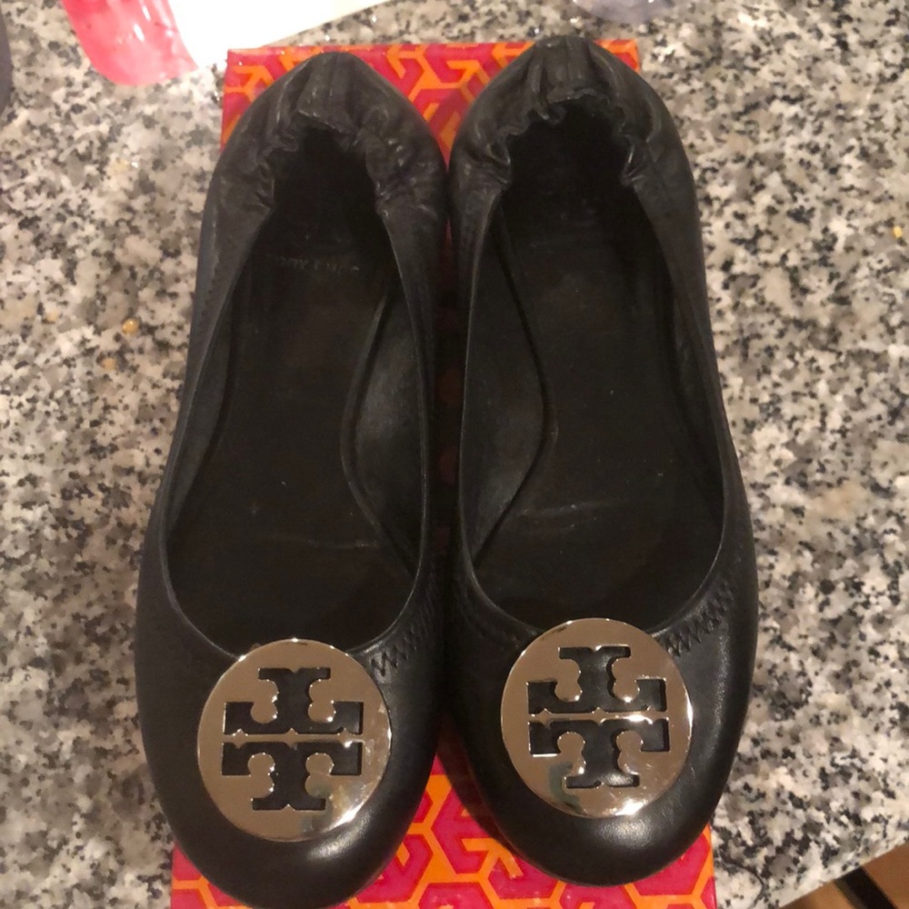 Tory Burch black/silver Classic Reva ballet
